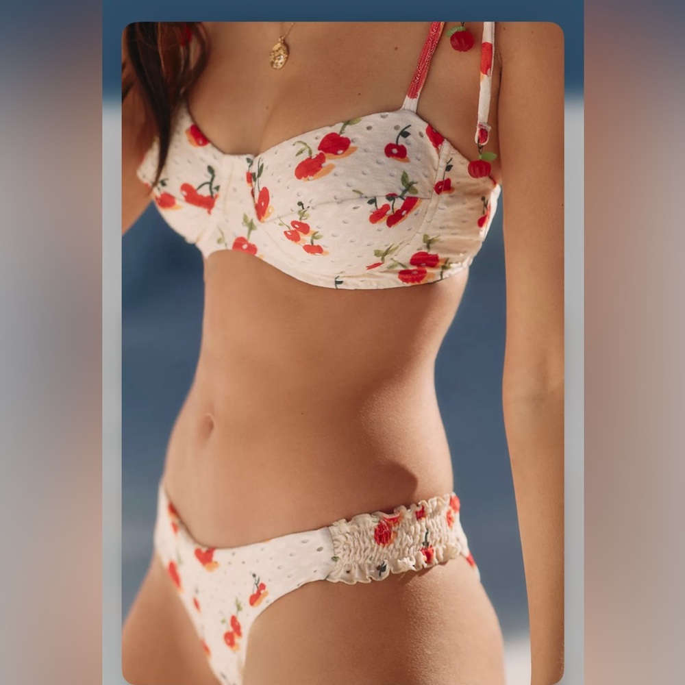 Anthropologie x Farm Rio Cherry Pitanga bikini top